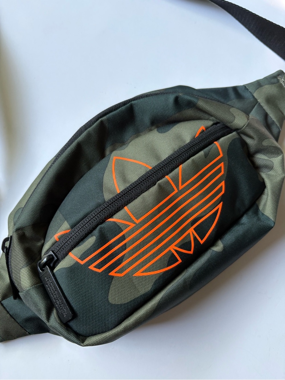Adidas Camouflage Waist Fanny Pack Hip Sack Orange Trefoil Logo